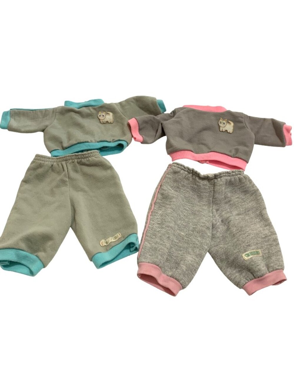 Cabbage Patch Kids Doll Clothes 2 Outfits Grey Pink Blue Kitty Cat Jogger READ